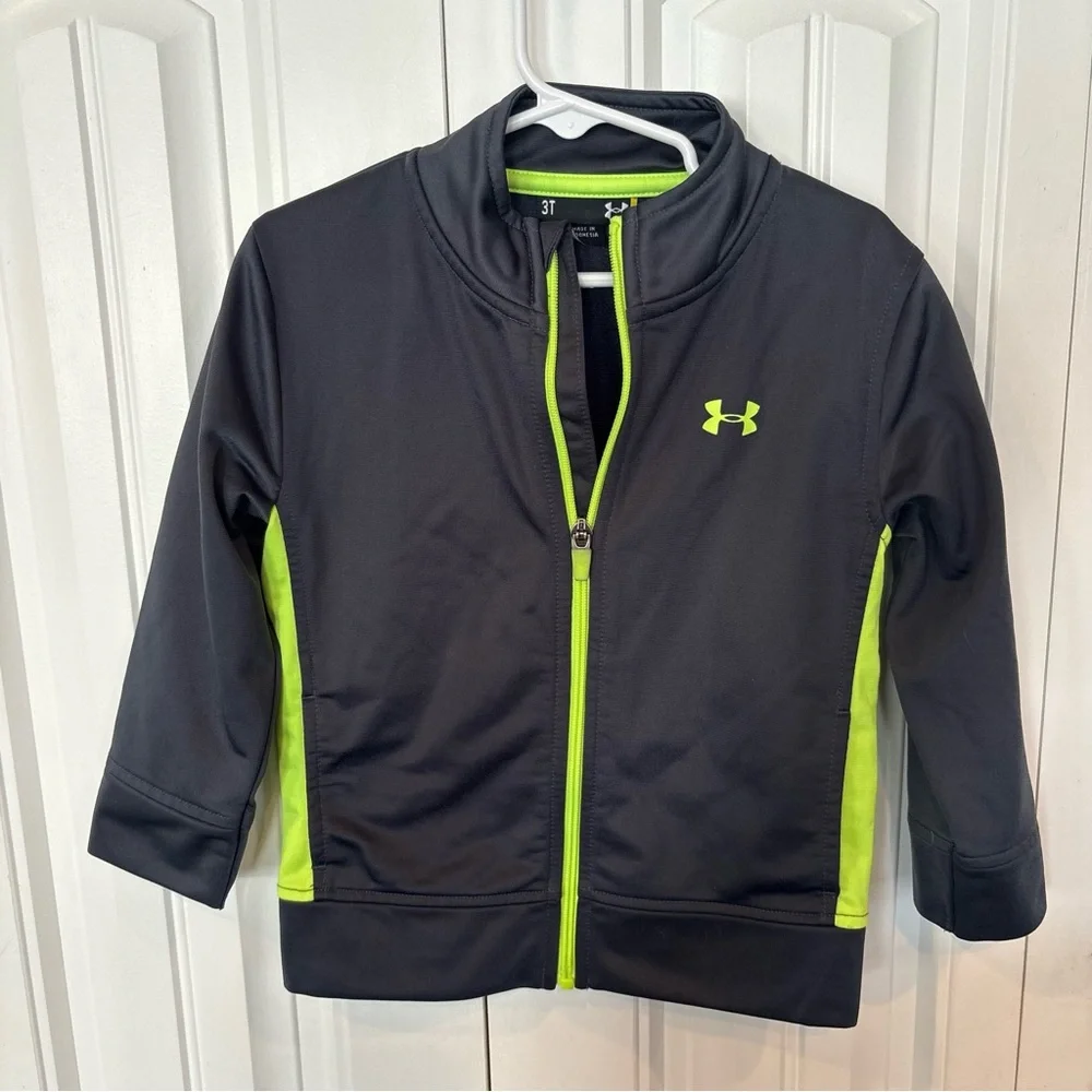 Under Armour Gray And Green Zip Up Jacket Size‎ 3T